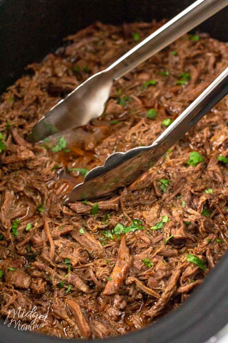 keto Barbacoa in the crockpot done cooking