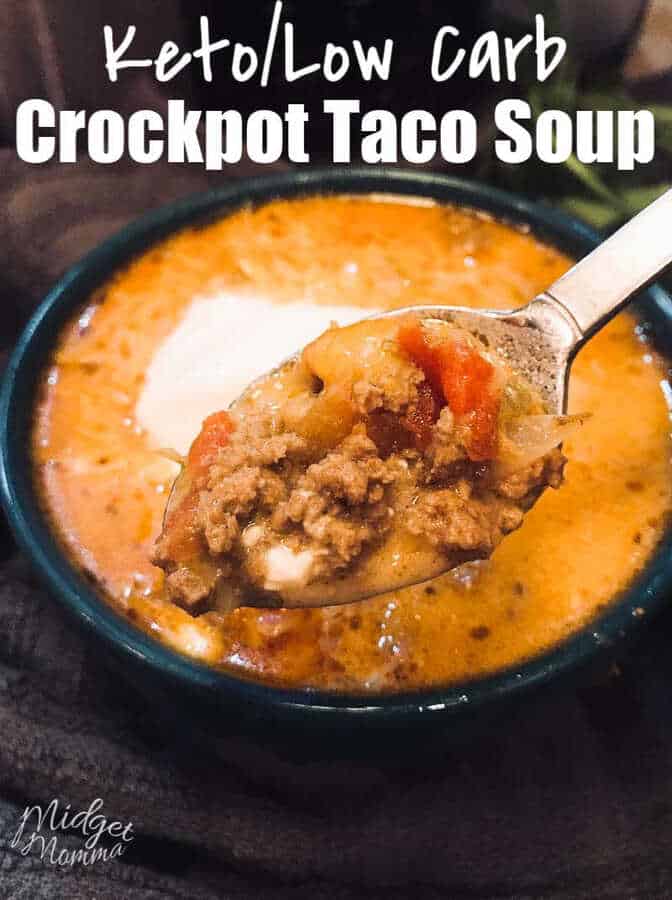 Low Carb Taco soup is a simple crockpot soup. This easy low carb soup is also a keto taco soup that everyone will love. Perfect for a chilly day when you are wanting a warm bowl of tasty soup!