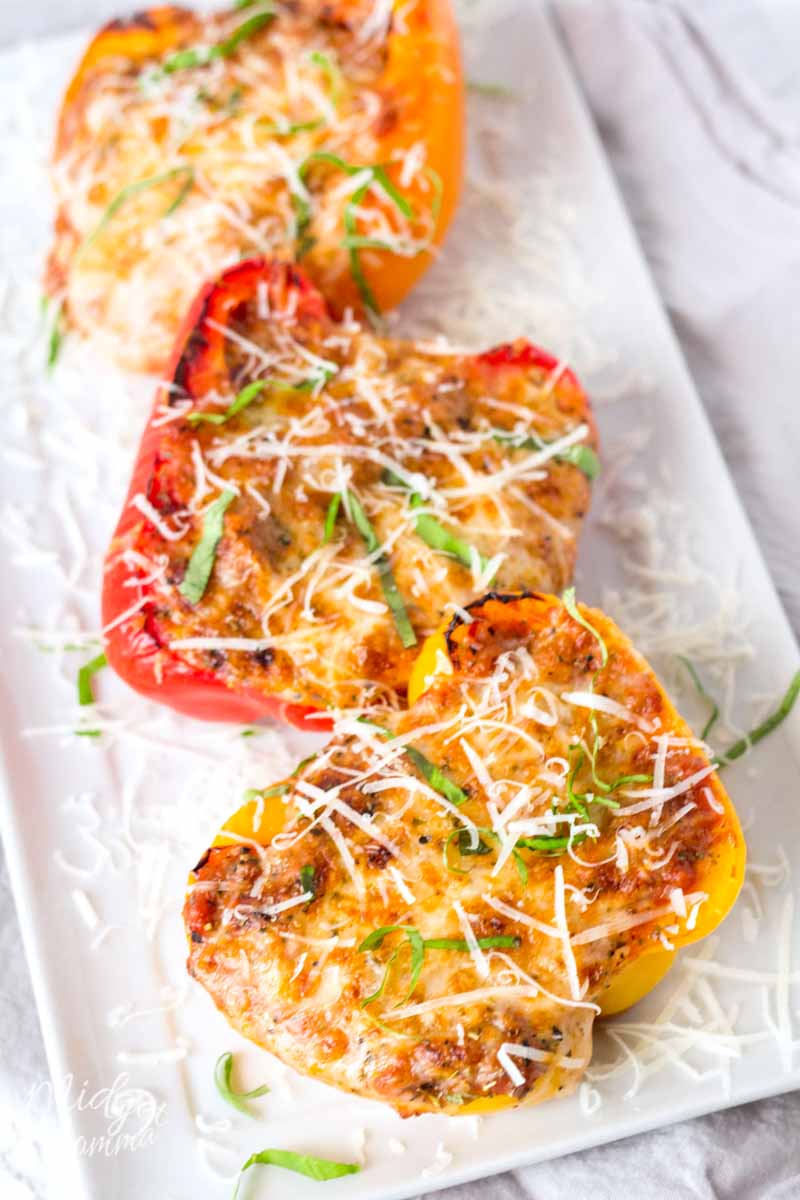 Lasagna Stuffed Peppers on a plate
