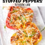 Lasagna stuffed peppers are the perfect low carb stuffed peppers recipe. Easy to make for dinner and perfect for anyone who is on a low carb or keto diet but also perfect for anyone who loves lasagna!