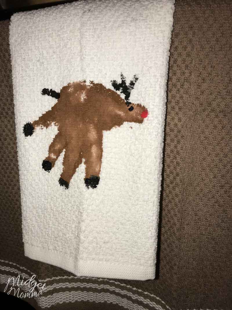 Reindeer Handprint towel