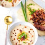 This crockpot Bacon Cheddar Cauliflower Soup is an amazing cauliflower soup, made in the crockpot. Simple and fresh ingredients make this Bacon Cheddar Cauliflower Soup one of my favorites!