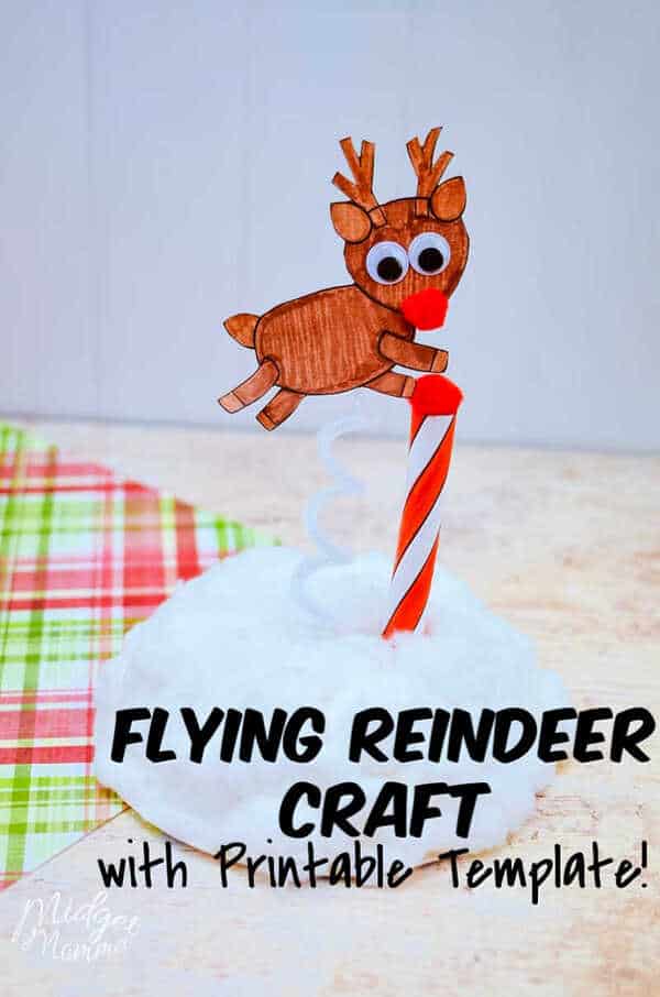 This Paper Flying Reindeer Craft is so much fun to make with the kids! Let them color and then build a Flying Reindeer!