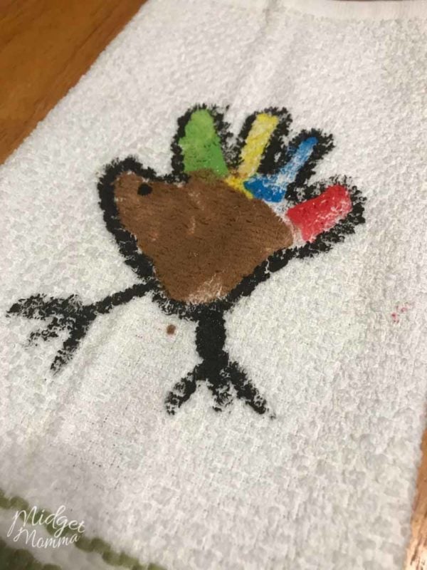 Turkey Handprint Towel Craft Easy Thanksgiving Craft • MidgetMomma