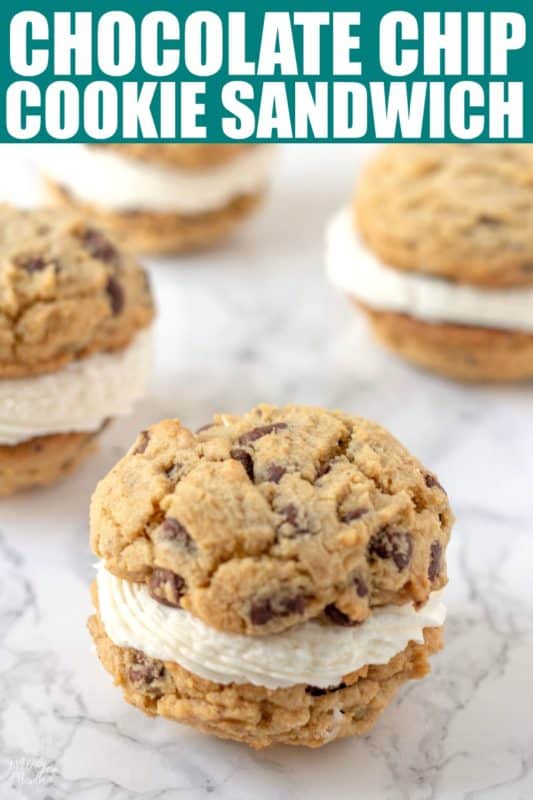 Chocolate Chip Cookies filled with fluffy frosting