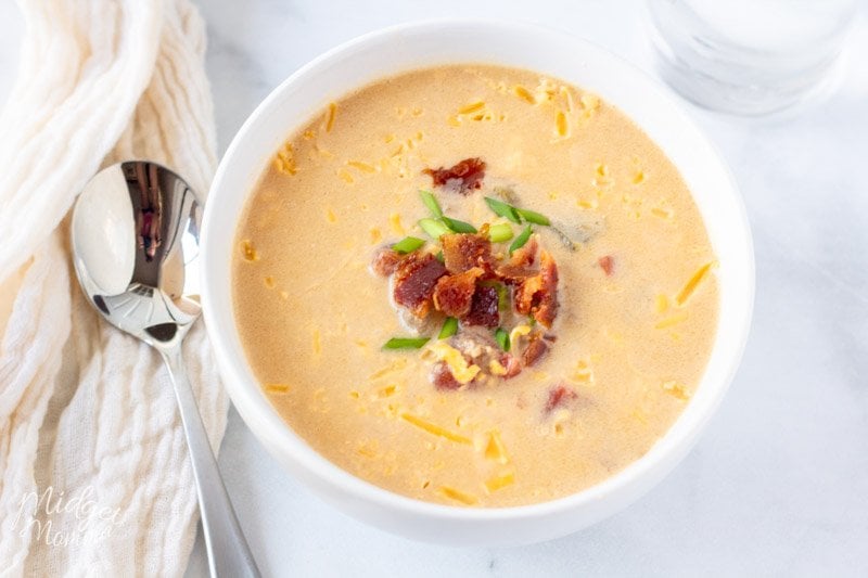 Keto Chicken Bacon Soup in a bowl with a spoon
