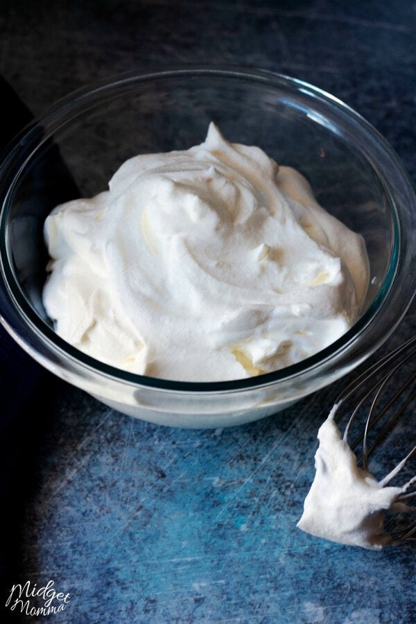 sugar free whipped cream in a glass bowl