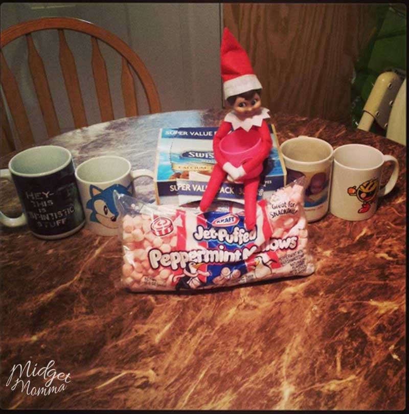 elf on the shelf ideas for toddlers - elf on the shelf brings hot chocolate