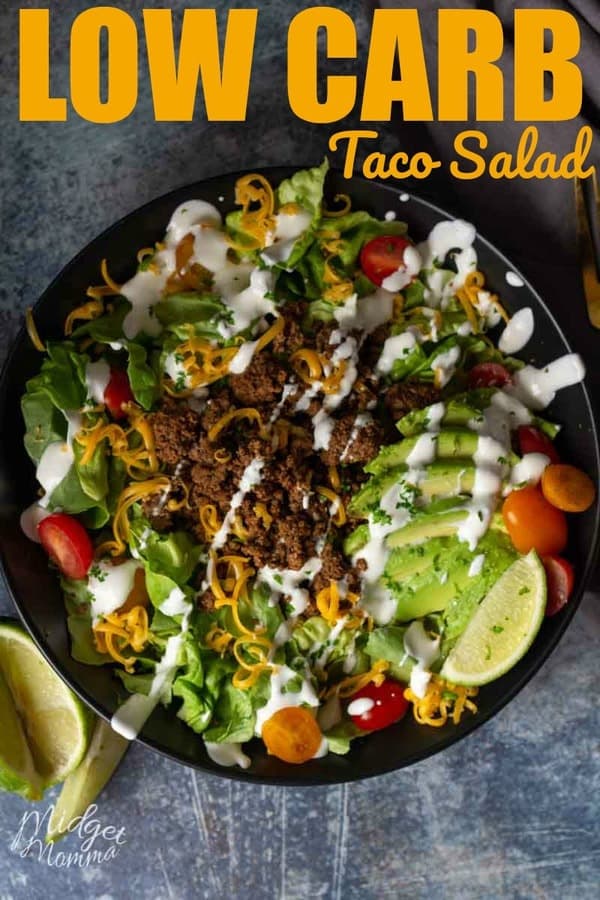 Low Carb Taco salad. Make taco night full of flavor while being low carb and keto friendly with this low carb taco salad! #lowcarb #taco #beef #keto