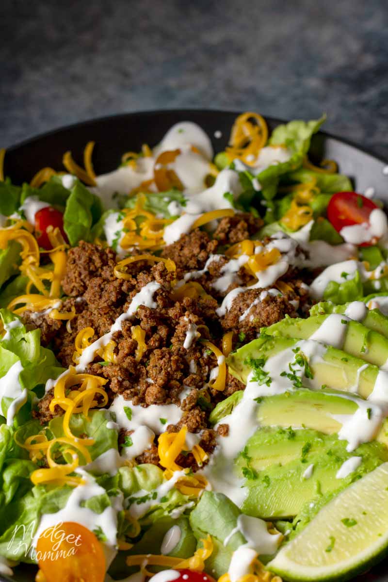 The Best Low Carb Ground Beef Taco Salad • MidgetMomma