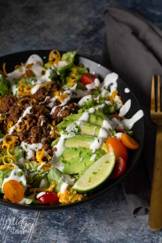 The Best Low Carb Ground Beef Taco Salad • MidgetMomma