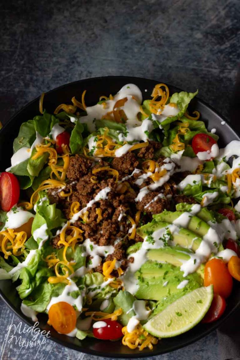 The Best Low Carb Ground Beef Taco Salad • MidgetMomma