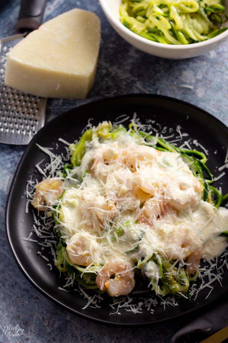 Shrimp Alfredo with zoodles