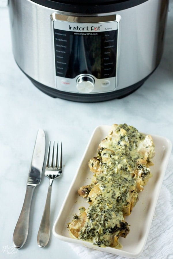 Spinach Artichoke Instant Pot Chicken Thighs