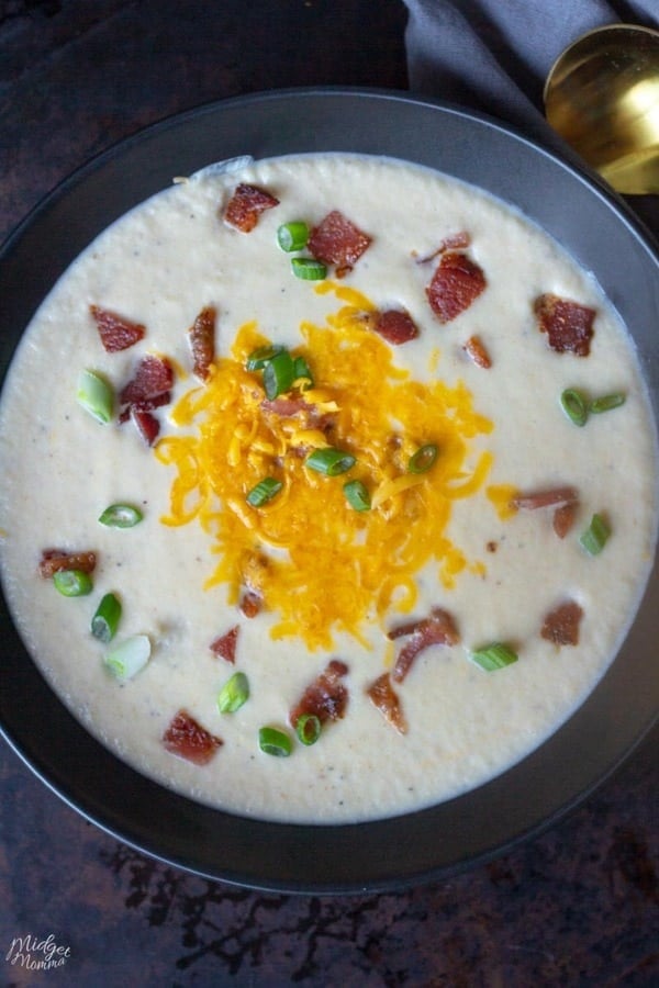 Cauliflower Soup with Bacon and Cheese