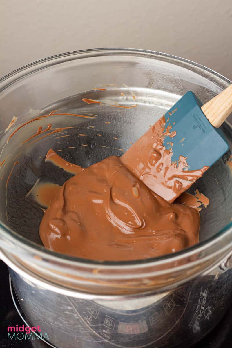 chocolate melted in a glass bowl