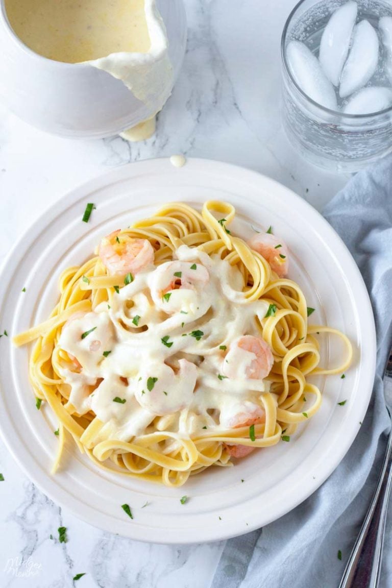 Shrimp Alfredo Pasta Recipe With Homemade Alfredo Sauce • MidgetMomma