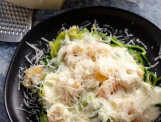 This Shrimp Alfredo Recipe With Zoodles is the perfect low carb and keto option to the amazing Shrimp Alfredo Pasta that so many of us love.