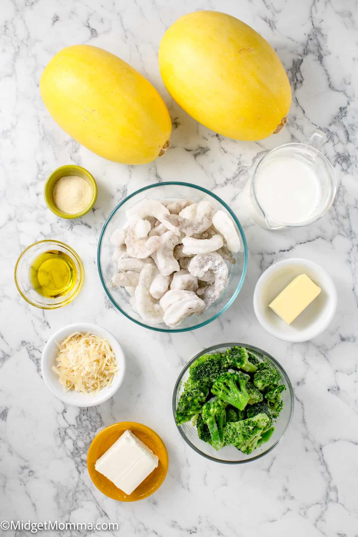 Shrimp Alfredo Spaghetti Squash with Broccoli ingredients 