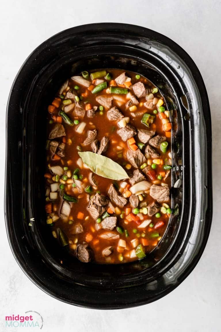 Slow Cooker Vegetable Beef Soup • MidgetMomma