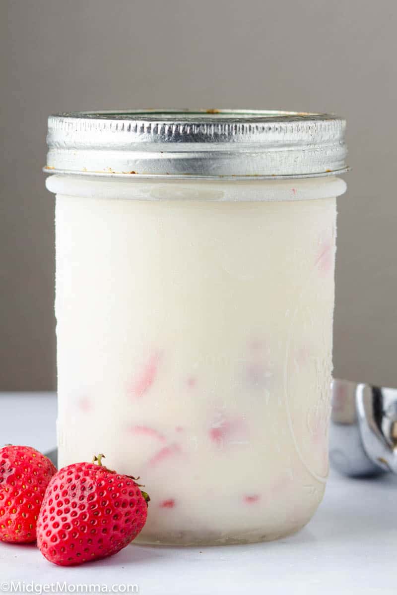 mason jar keto ice cream - strawberry vanilla flavored