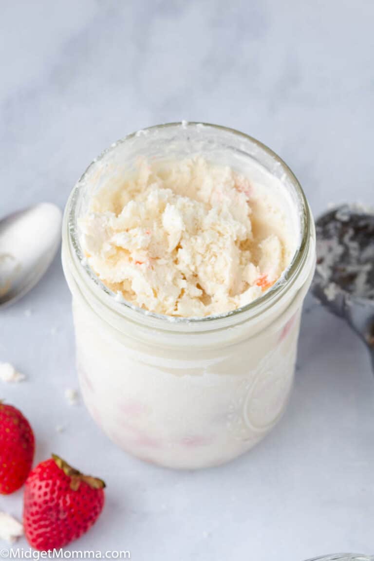 Mason Jar Strawberry Vanilla Keto Ice Cream • MidgetMomma