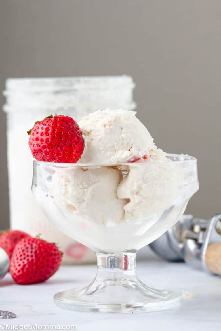 Mason Jar Strawberry Vanilla Keto Ice Cream • MidgetMomma