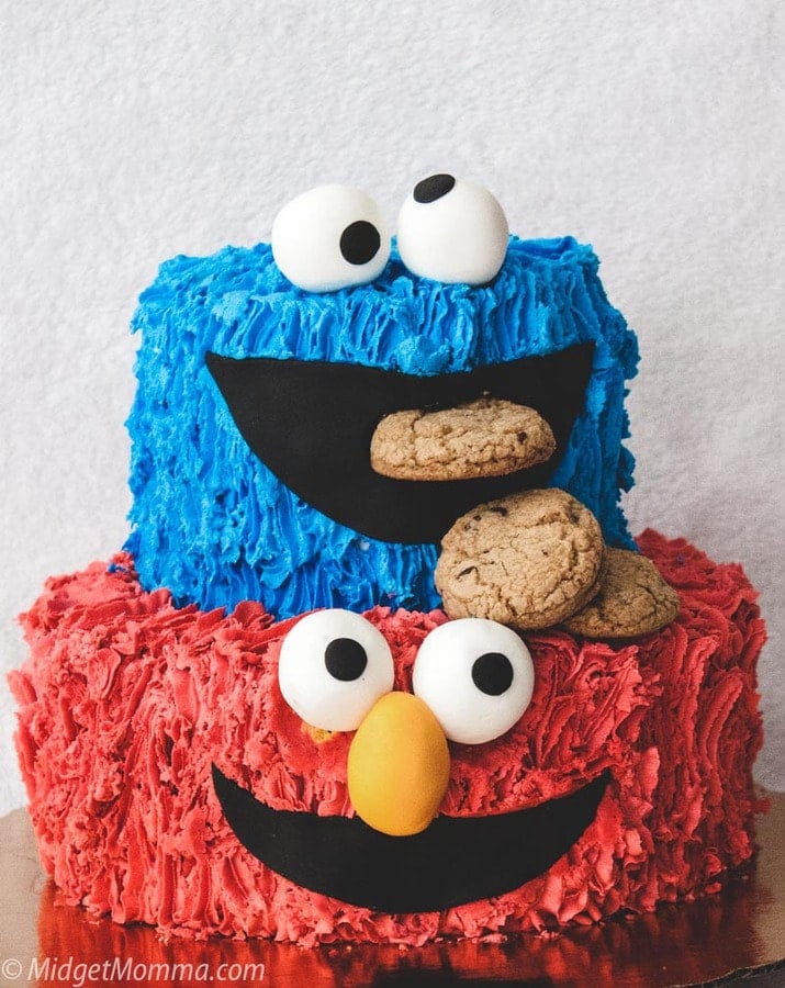 cookie monster cake with homemade buttercream frosting