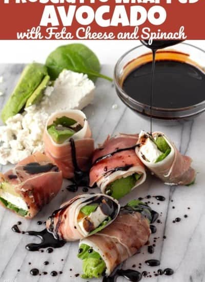 Prosciutto Wrapped Avocado with Feta Cheese and Spinach