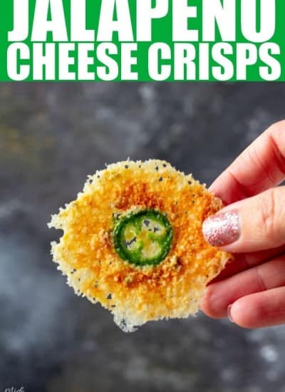 These Jalapeno Cheese Crisps have the perfect crisp, and a great kick that make a great low carb snack option.