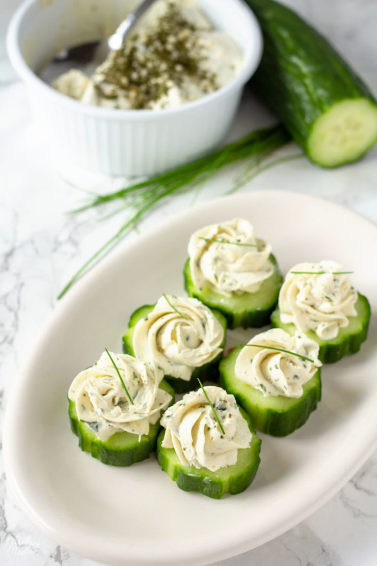 Cucumber Slices With Herb & Garlic Cheese