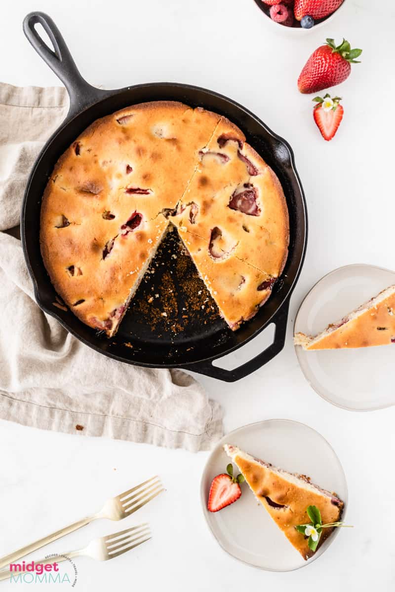 overhead shot of Strawberry Skillet Cake