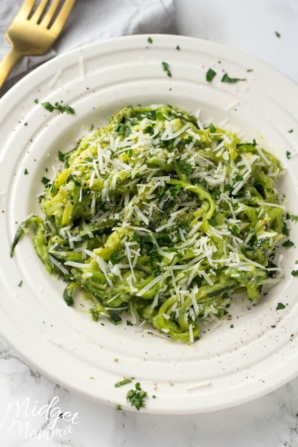 Zoodles With Roasted Garlic Avocado Sauce