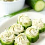 Cucumber Slices With Herb & Garlic Cheese. An easy Keto and Low Carb lunch or appetizer recipe that is quick to make and super tasty! #Keto #LowCarb #Appetizer