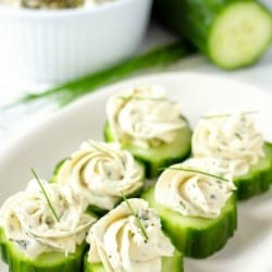 Cucumber Slices With Herb & Garlic Cheese. An easy Keto and Low Carb lunch or appetizer recipe that is quick to make and super tasty! #Keto #LowCarb #Appetizer