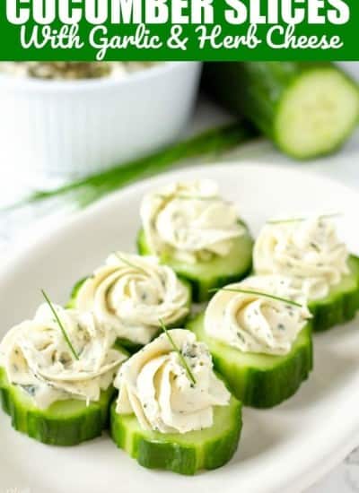 Cucumber Slices With Herb & Garlic Cheese. An easy Keto and Low Carb lunch or appetizer recipe that is quick to make and super tasty! #Keto #LowCarb #Appetizer