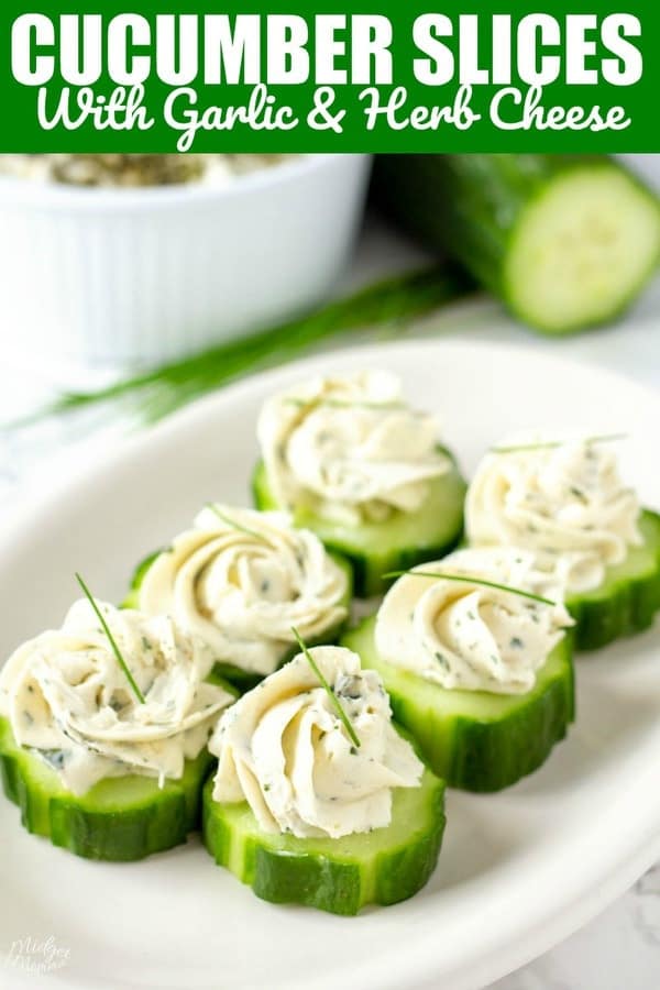 Cucumber Slices With Herb & Garlic Cheese. An easy Keto and Low Carb lunch or appetizer recipe that is quick to make and super tasty! #Keto #LowCarb #Appetizer 