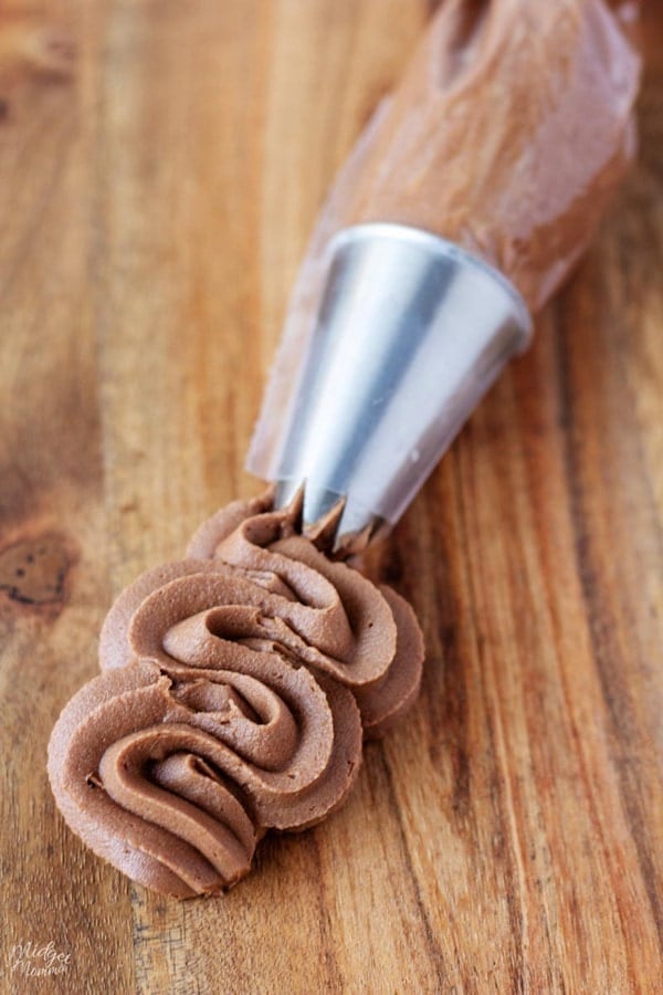 piping bag filled with sugar free chocolate buttercream