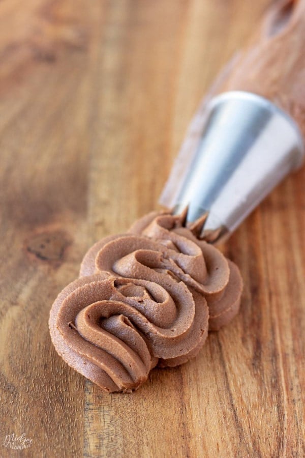 piping bag squirting low carb chocolate frosting