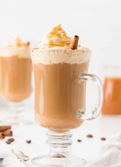 Starbucks Caramel Macchiato recipe in a glass cup