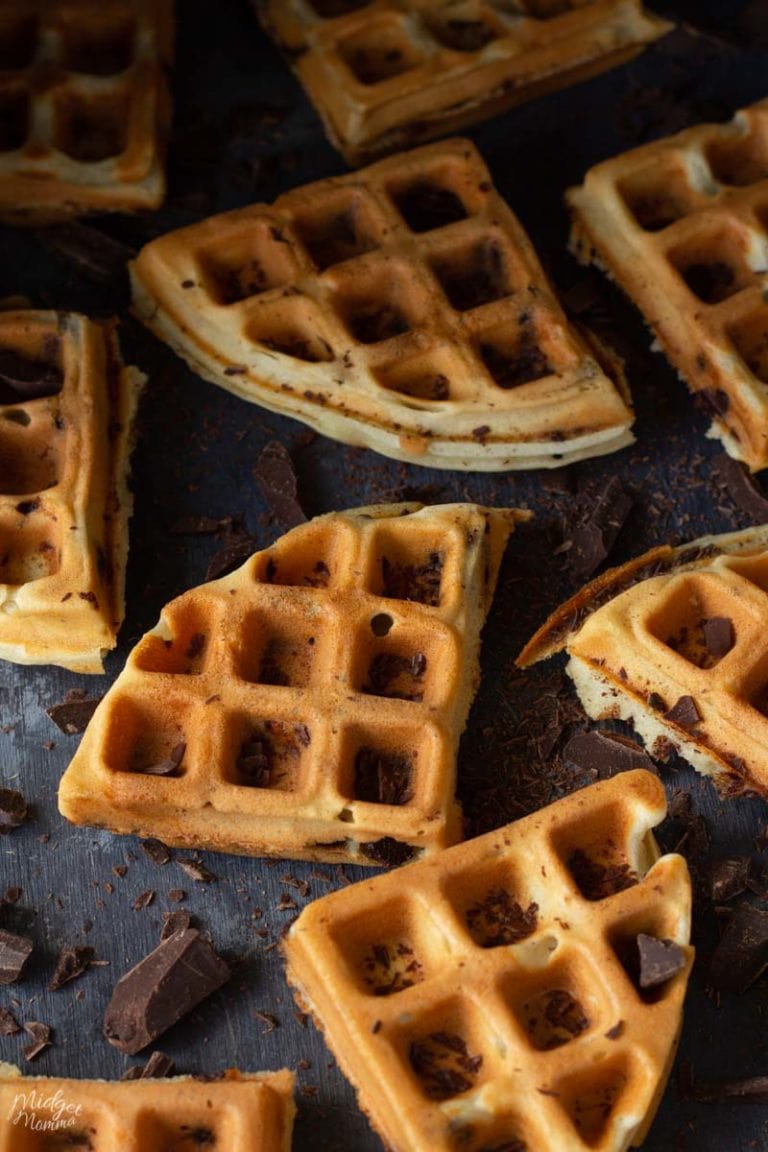 Chocolate Chip Waffles Recipe • MidgetMomma