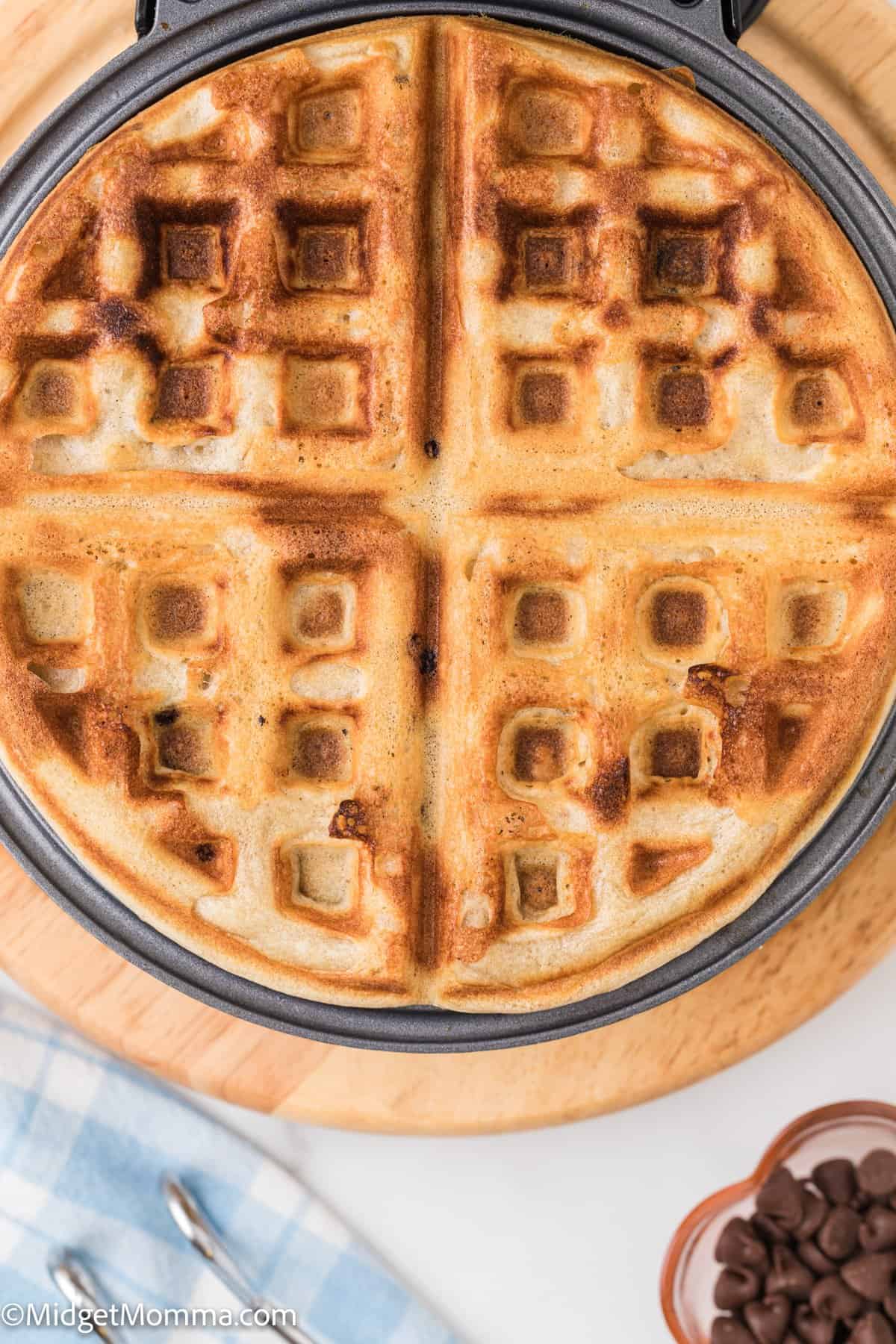 Chocolate Chip waffles in waffle maker