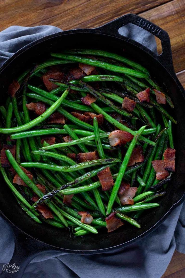 Garlic Green Beans with Bacon Recipe • MidgetMomma