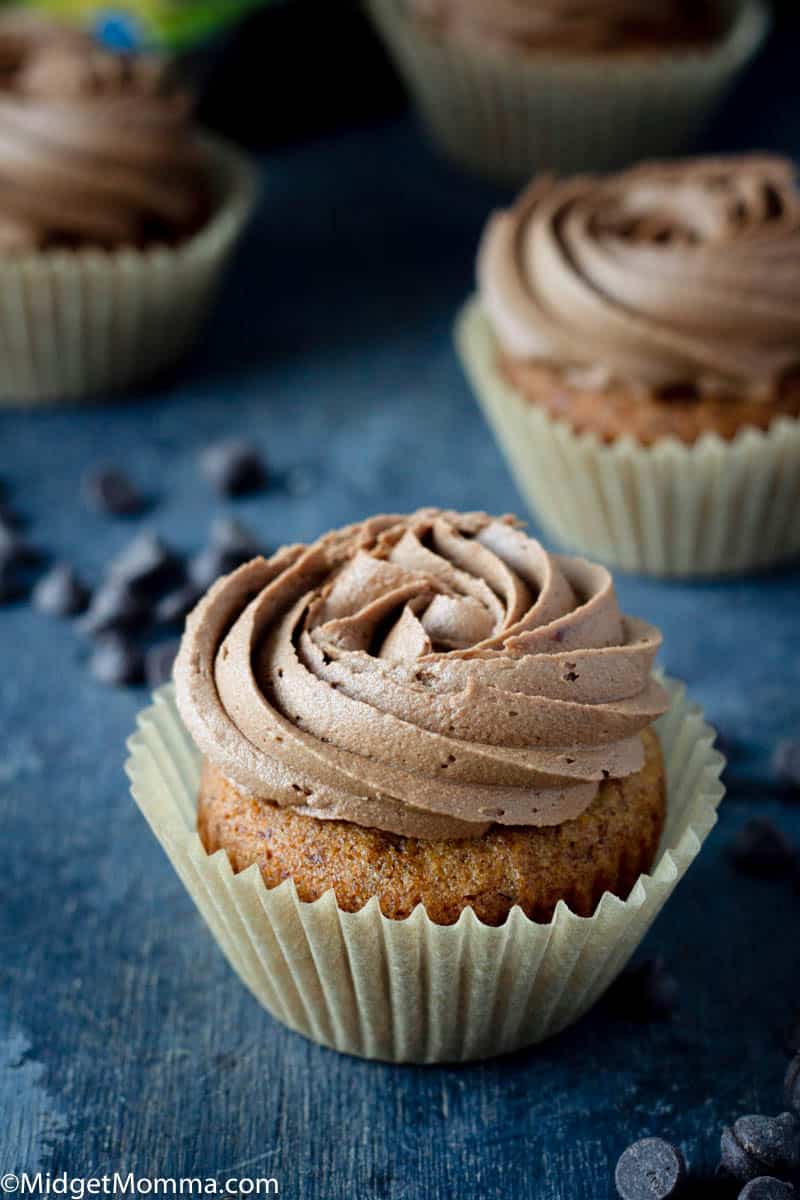 Keto Vanilla Cupcakes with chocolate buttercream frosting