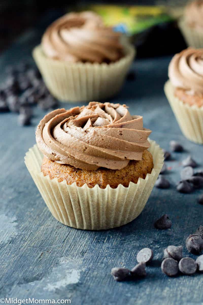 Keto Vanilla Cupcakes with chocolate buttercream frosting
