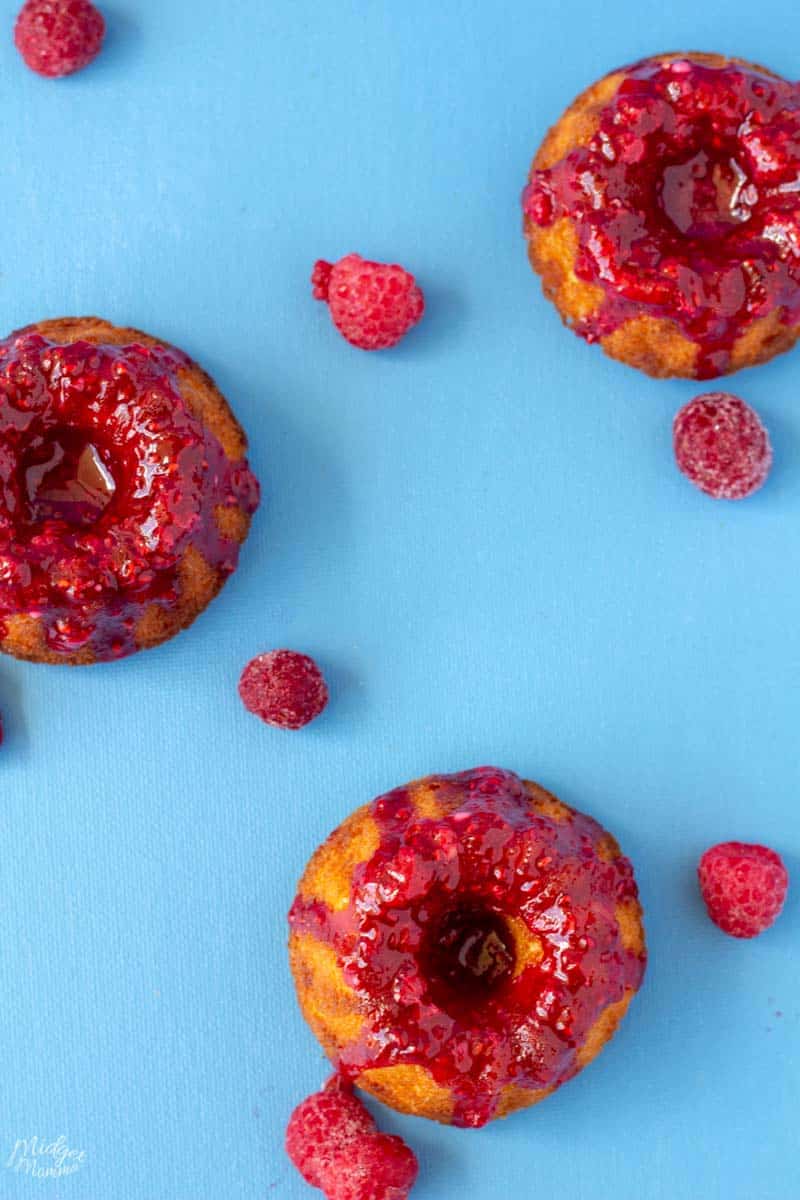 Mini Almond Bundt Cake with Raspberry Glaze-6