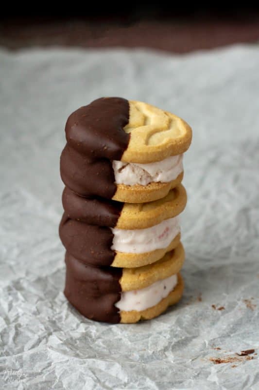 Chocolate Dipped Shortbread Cookie Ice Cream Sandwich