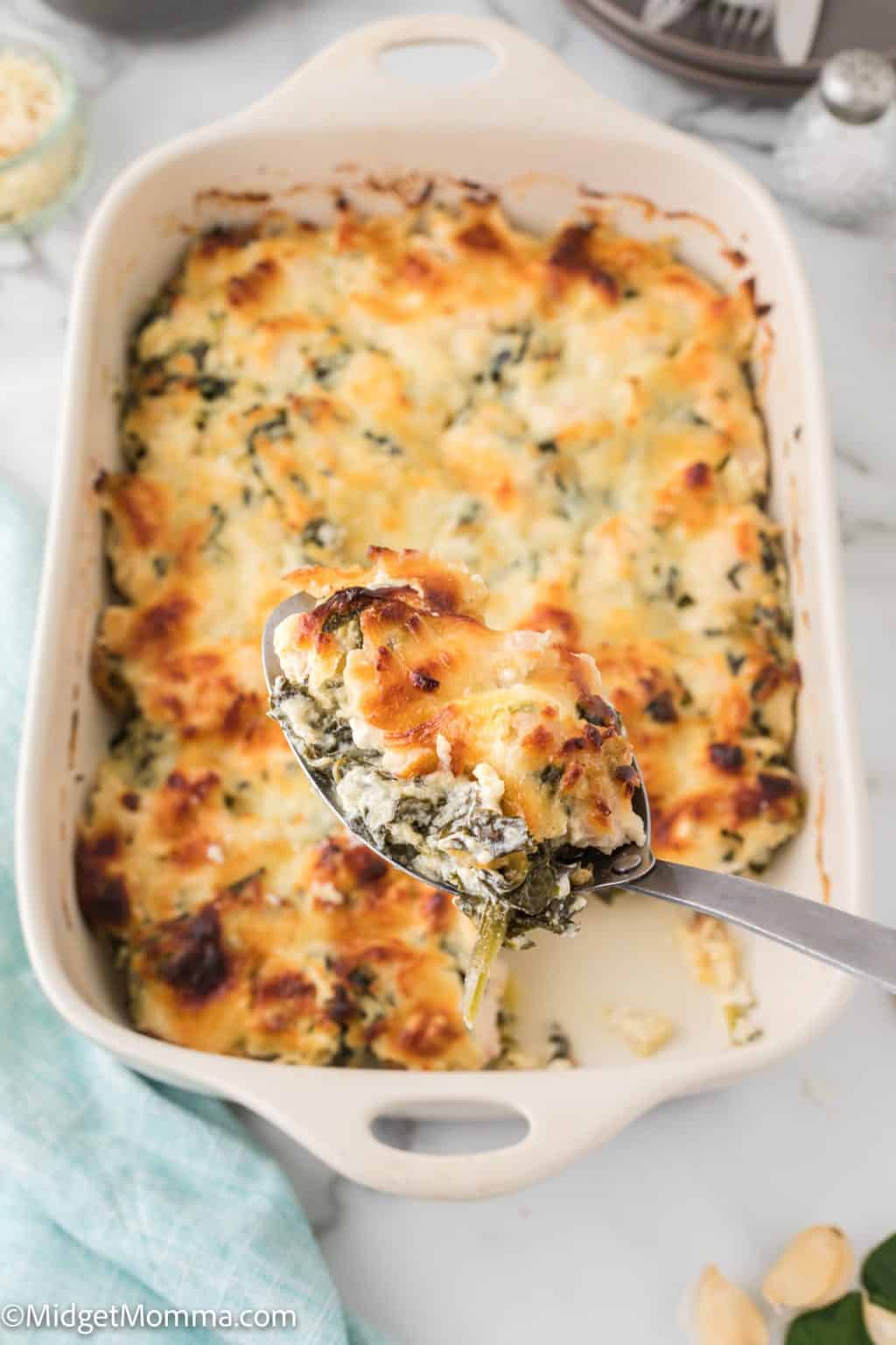 Spinach Artichoke Chicken Casserole Recipe • MidgetMomma