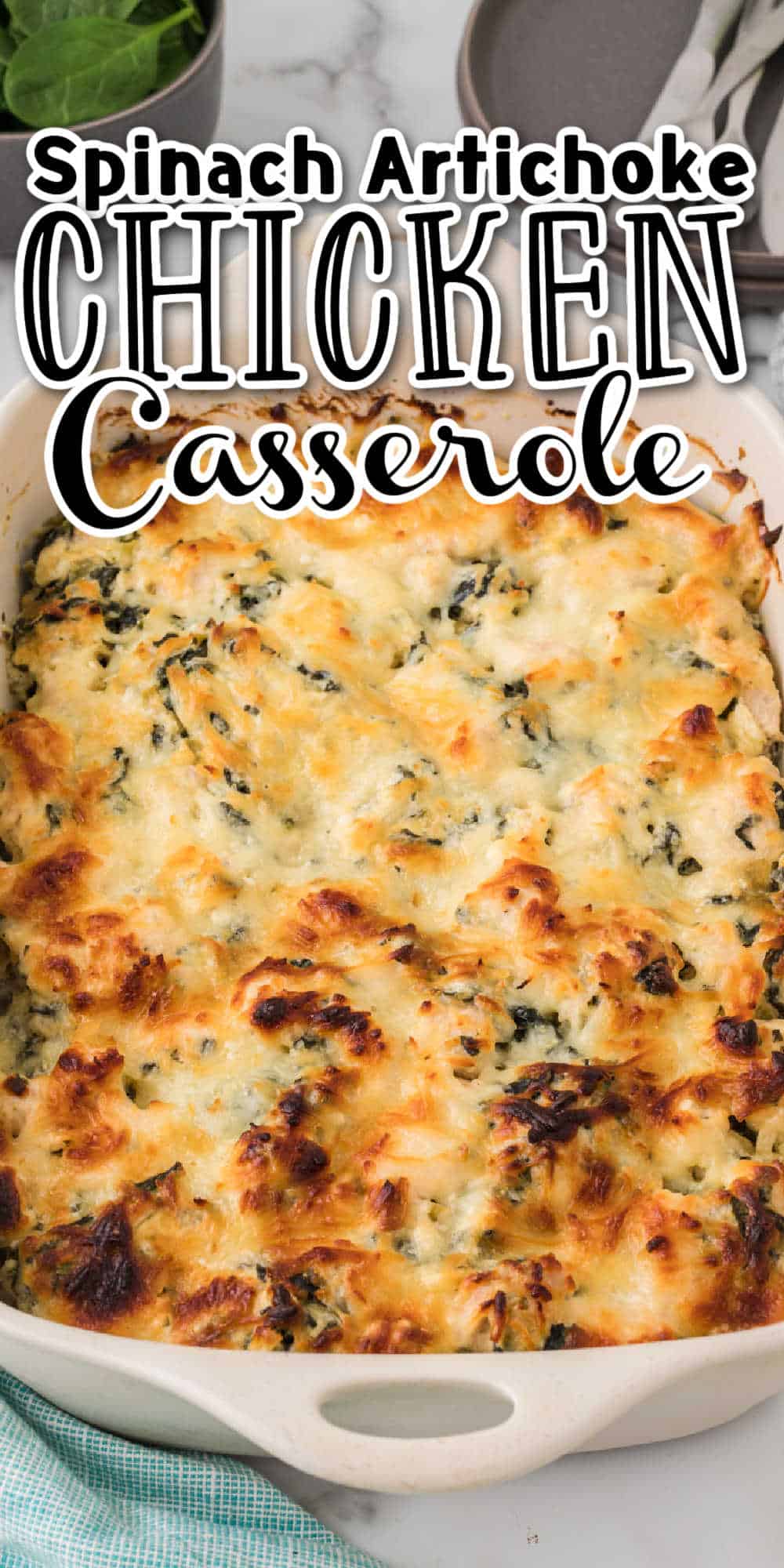 Spinach Artichoke Chicken Casserole Recipe • MidgetMomma