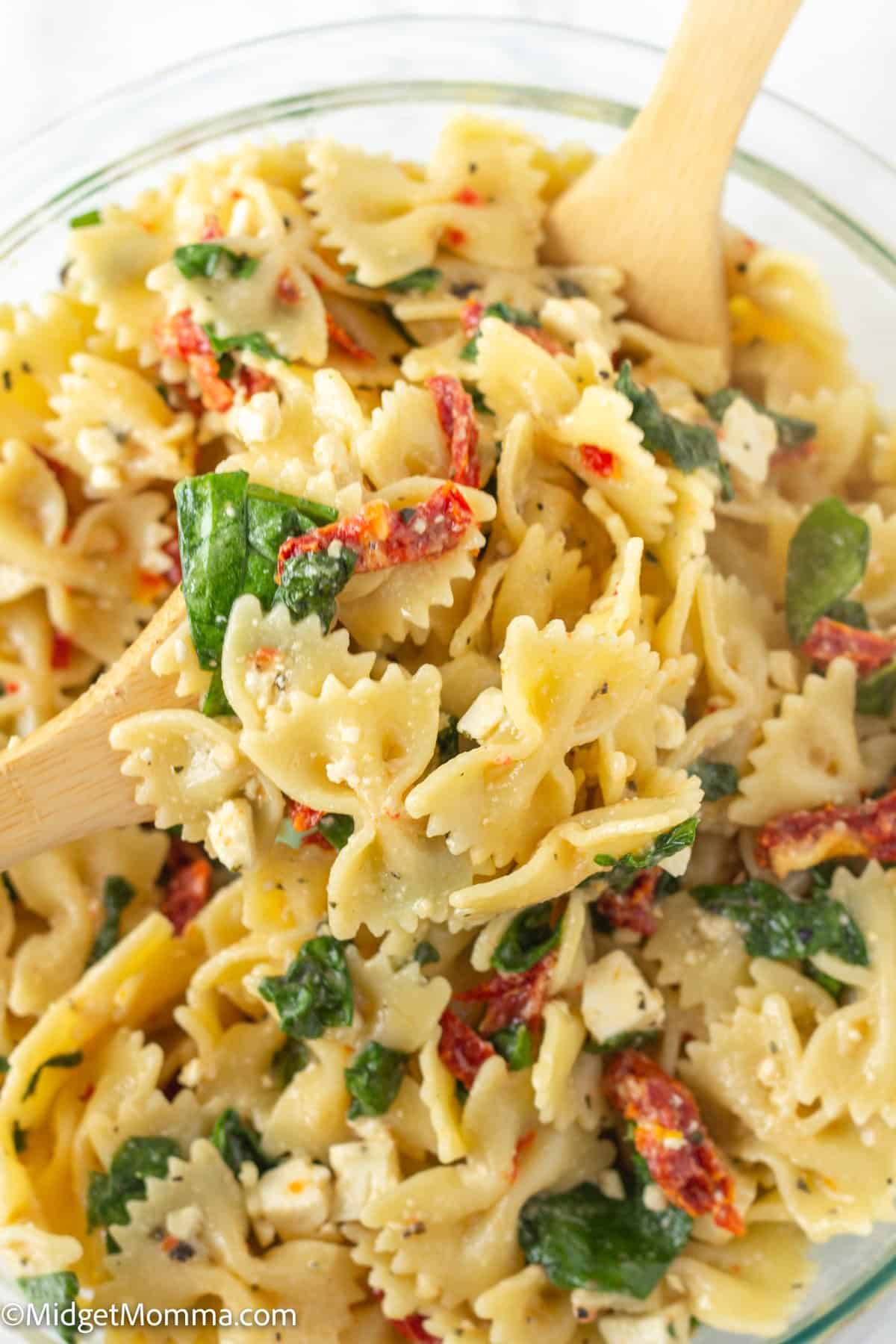 close up photo of Sun dried Tomato Pasta Salad